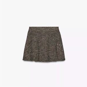 Zara Tweed Mini Skirt - Black and Burgundy with Gold. STRUCTURED JACQUARD